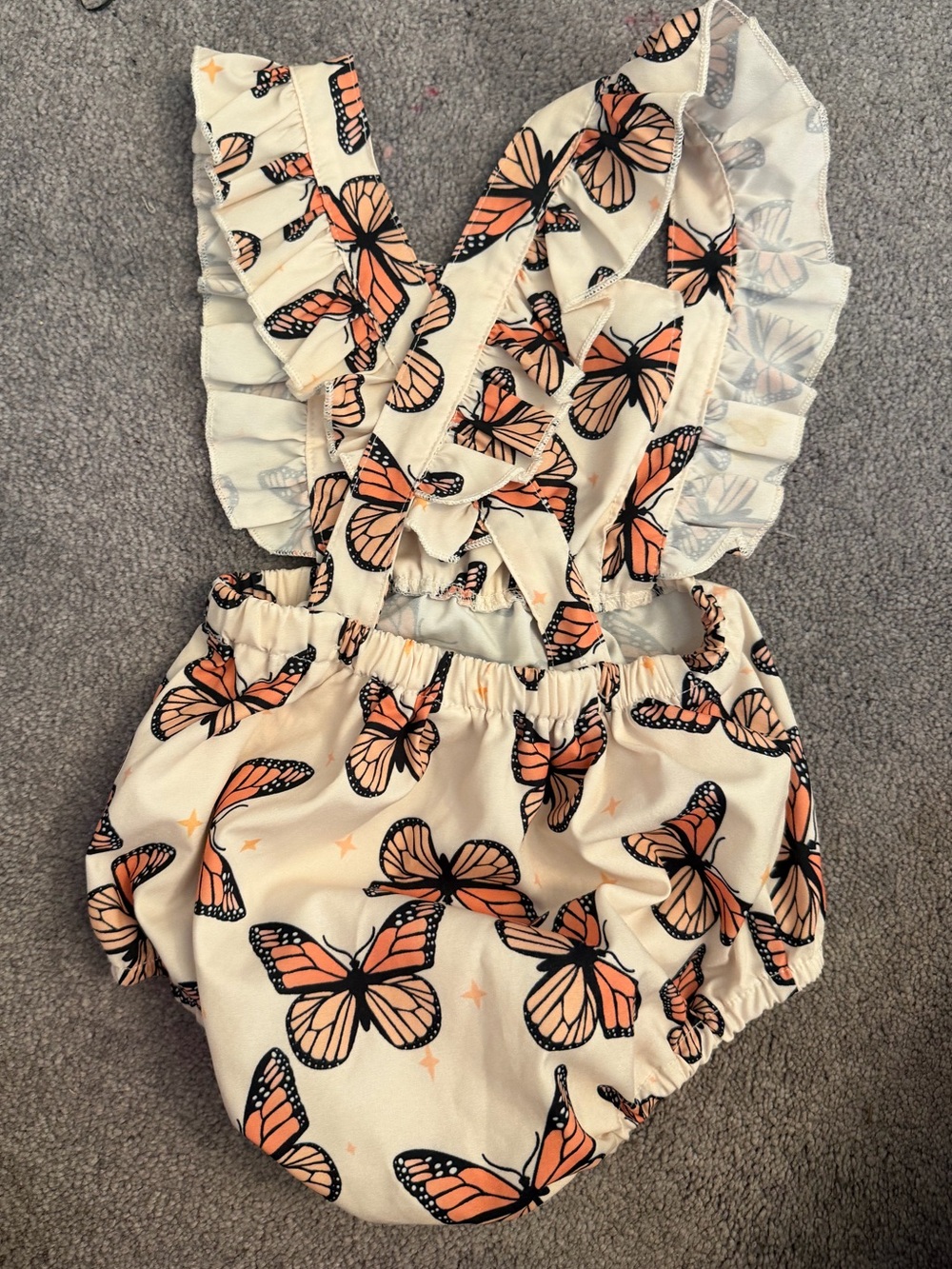 Cream Butterfly Ruffle Baby Bloomers